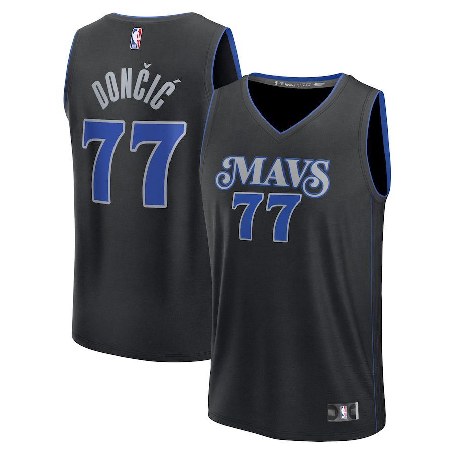 Men Dallas Mavericks #77 Luka Doncic Fanatics Branded Black City Edition 2023-24 Fast Break NBA Jersey->dallas mavericks->NBA Jersey